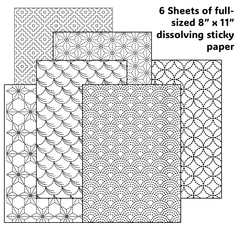 Sashiko Stick & Stitch Patterns, Japanese Embroidery Templates, Dissolvable Transfer Paper for Visible Mending (Larger) (Azteca and Stars) - color: az multi
