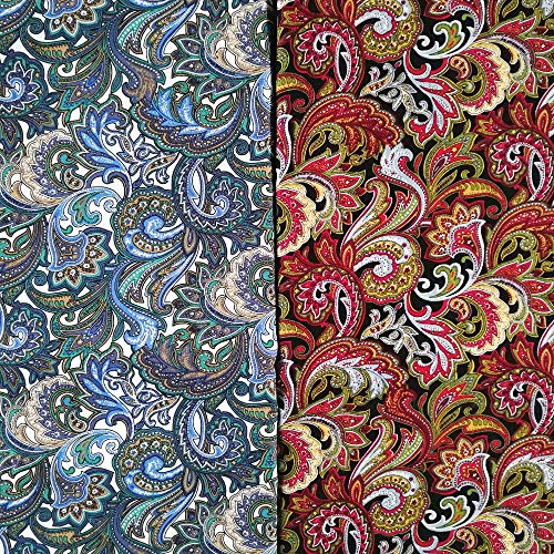 Fat Quarters Fabric Bundles Cotton Quilting Fabric, Dark Paisley Pattern - color: Dark Paisly