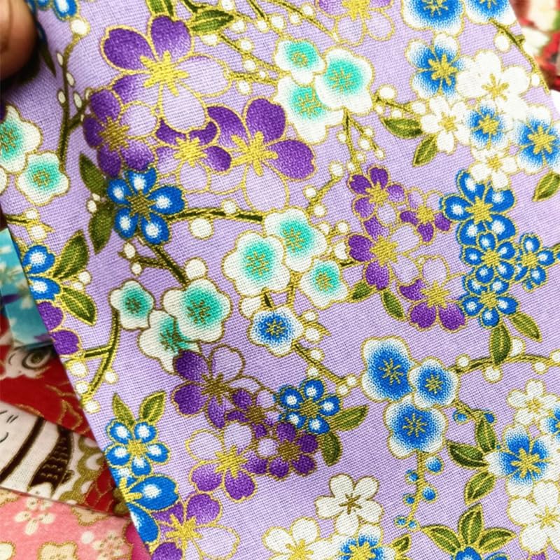 50Pcs Japanese Style Fabric Squares Fat Quarters Cotton Wrapping Cloth Quilting Fabric Bundles for DIY Patchwork Sewing,10x10cm