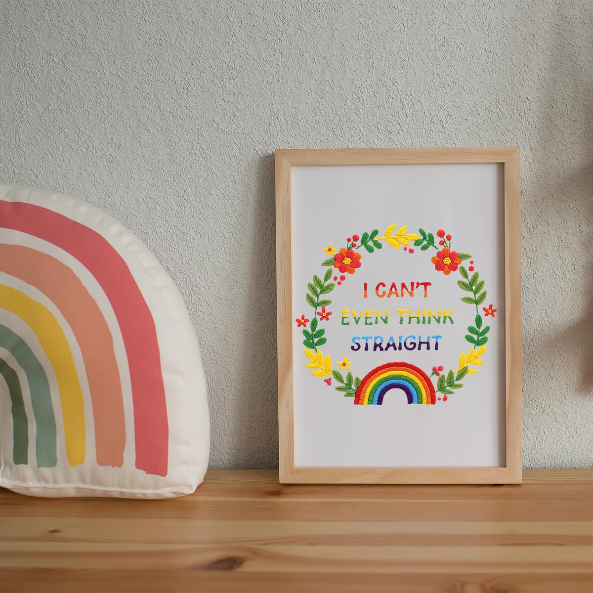 Louise Maelys LGBT Pride Embroidery Kit for Beginners Rainbow Craft - color: LGBT Flowers