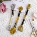 3 Skeins Metallic Embroidery Floss, Glitter Embroidery Thread String, Polyester Cross-Stitch Threads for Hand Embroidery, String Art, DIY Bracelet- Gold & Silver & Yellow - color: Gold & Silver & Yellow