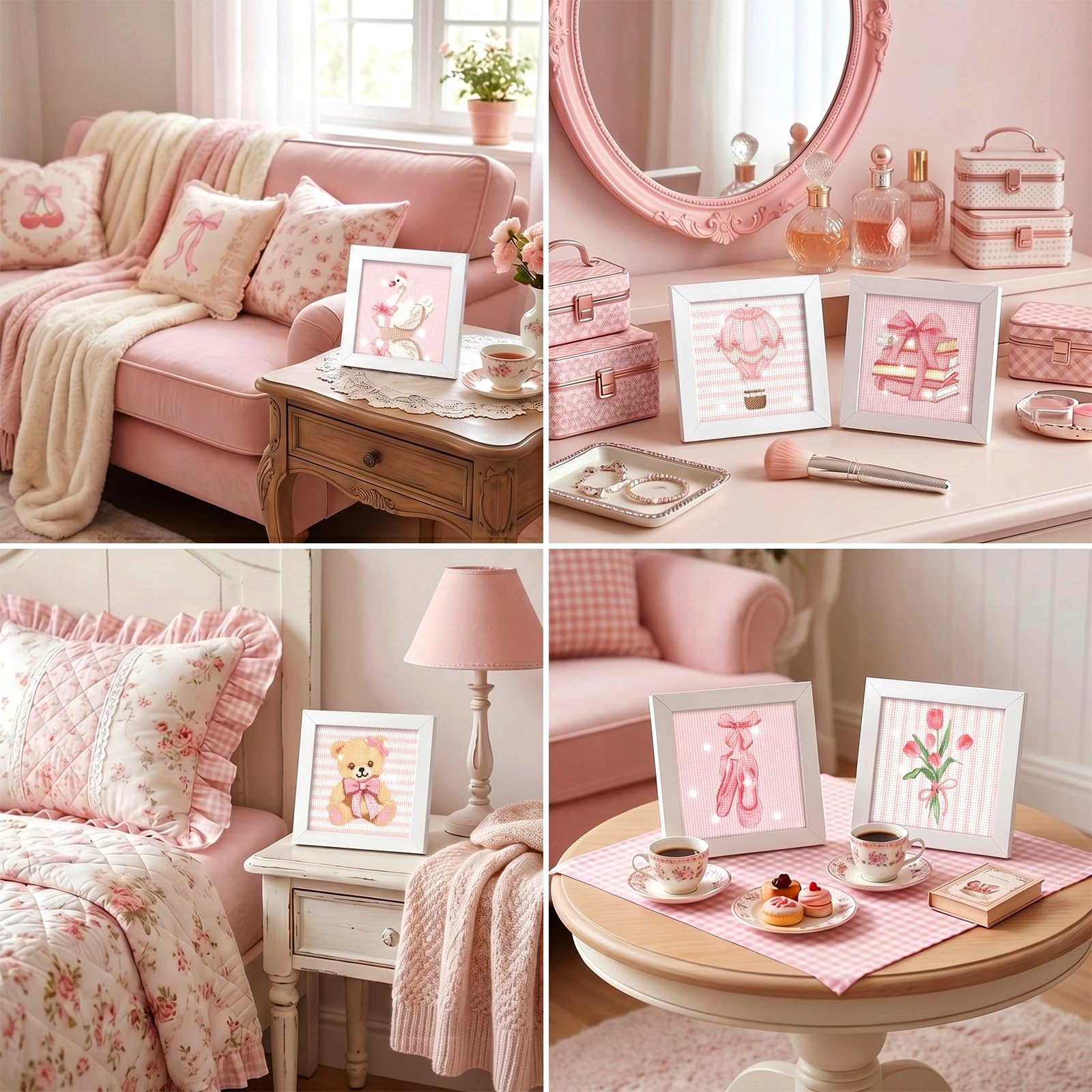 Trandraft 13 Pcs Coquette Pink Small Diamond Art Kits for Adults Craft DIY - style: Coquette Style
