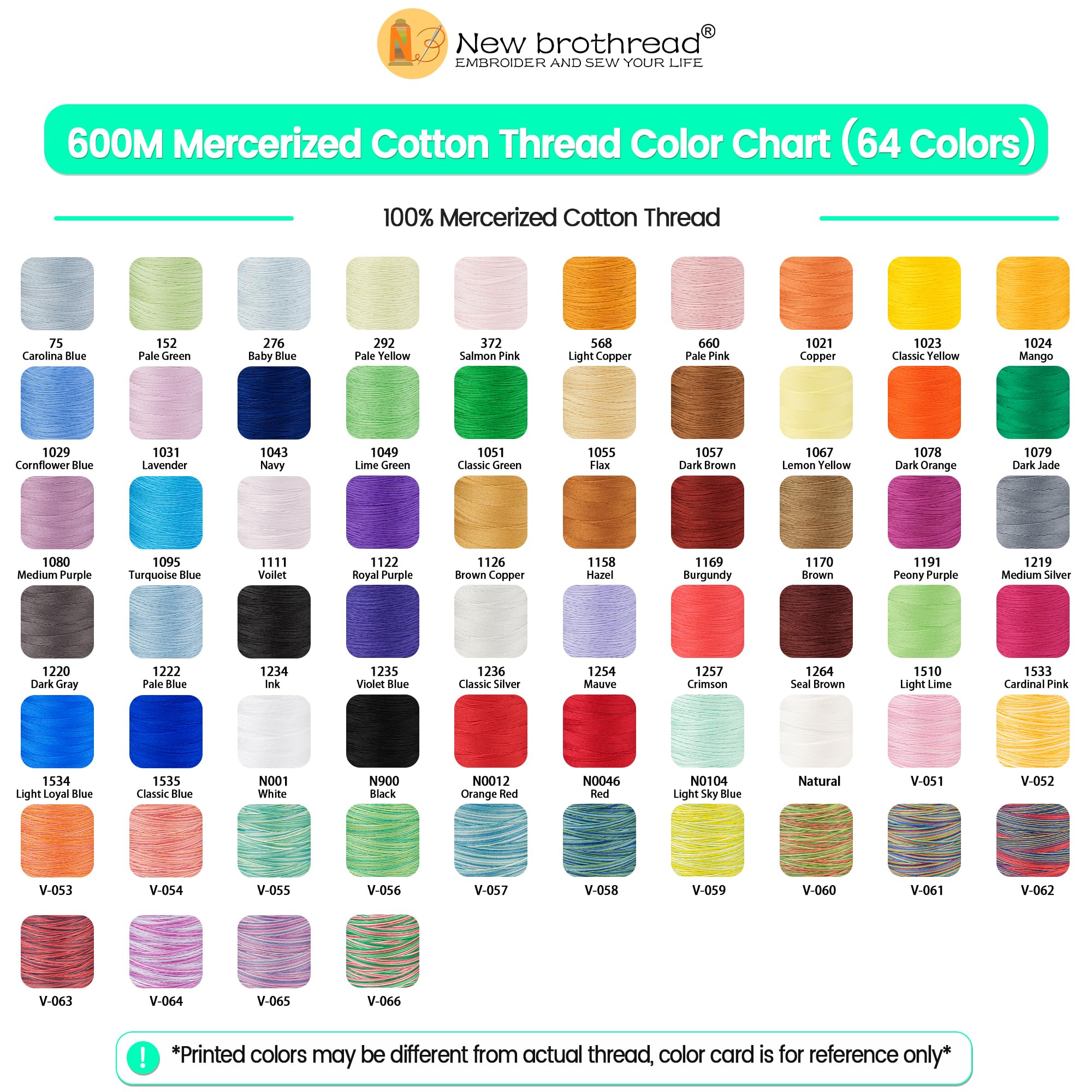 New brothread 100% Mercerized Cotton Thread with Box -8 Variegated Colors 1 - color: 8 X Variegated Colors-1
