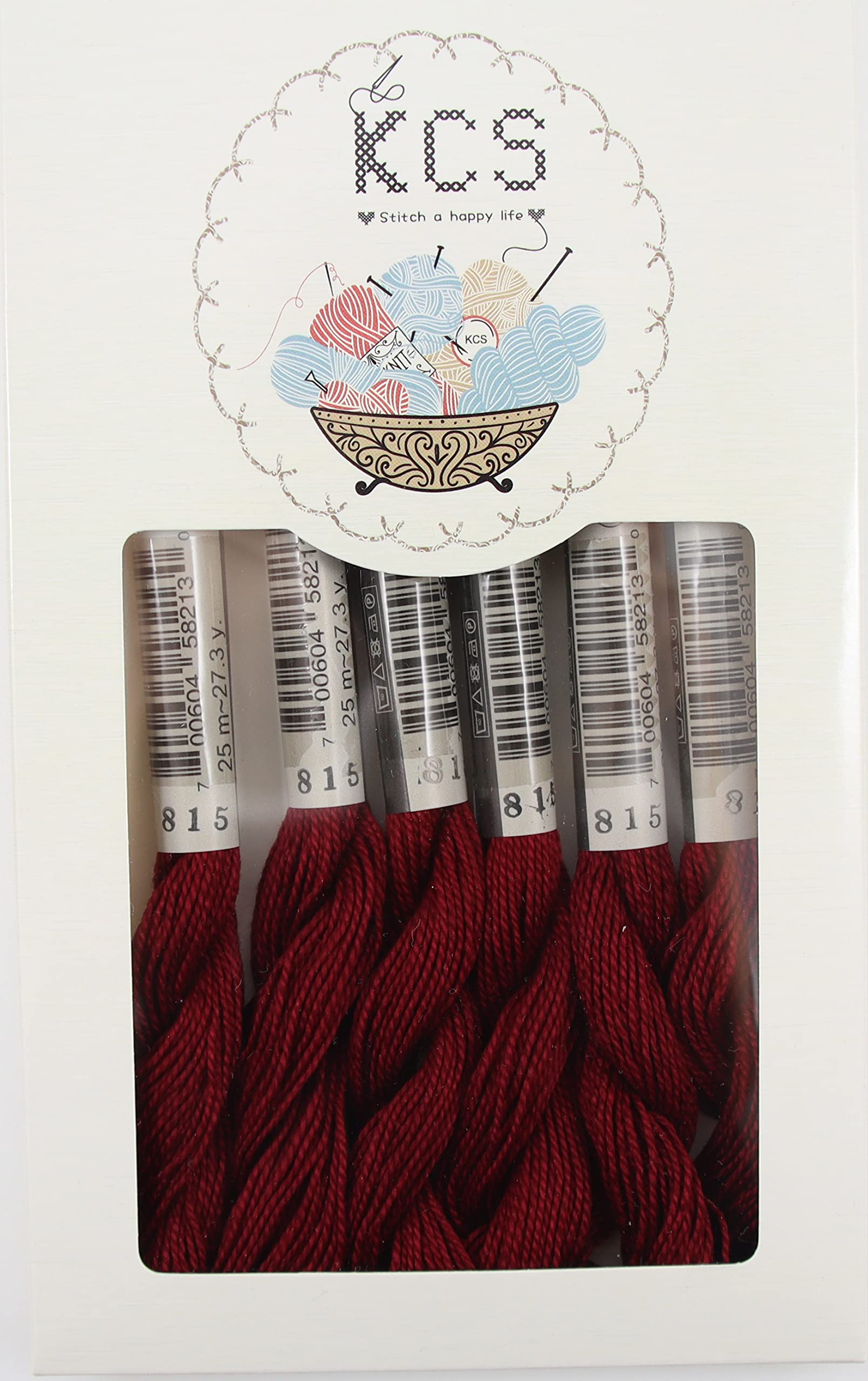 KCS 25 M/Skein Mercerized Pearl Cotton Crochet Needlepoint Thread,Size 5,6 skeins,Garnet md - color: Garnet md