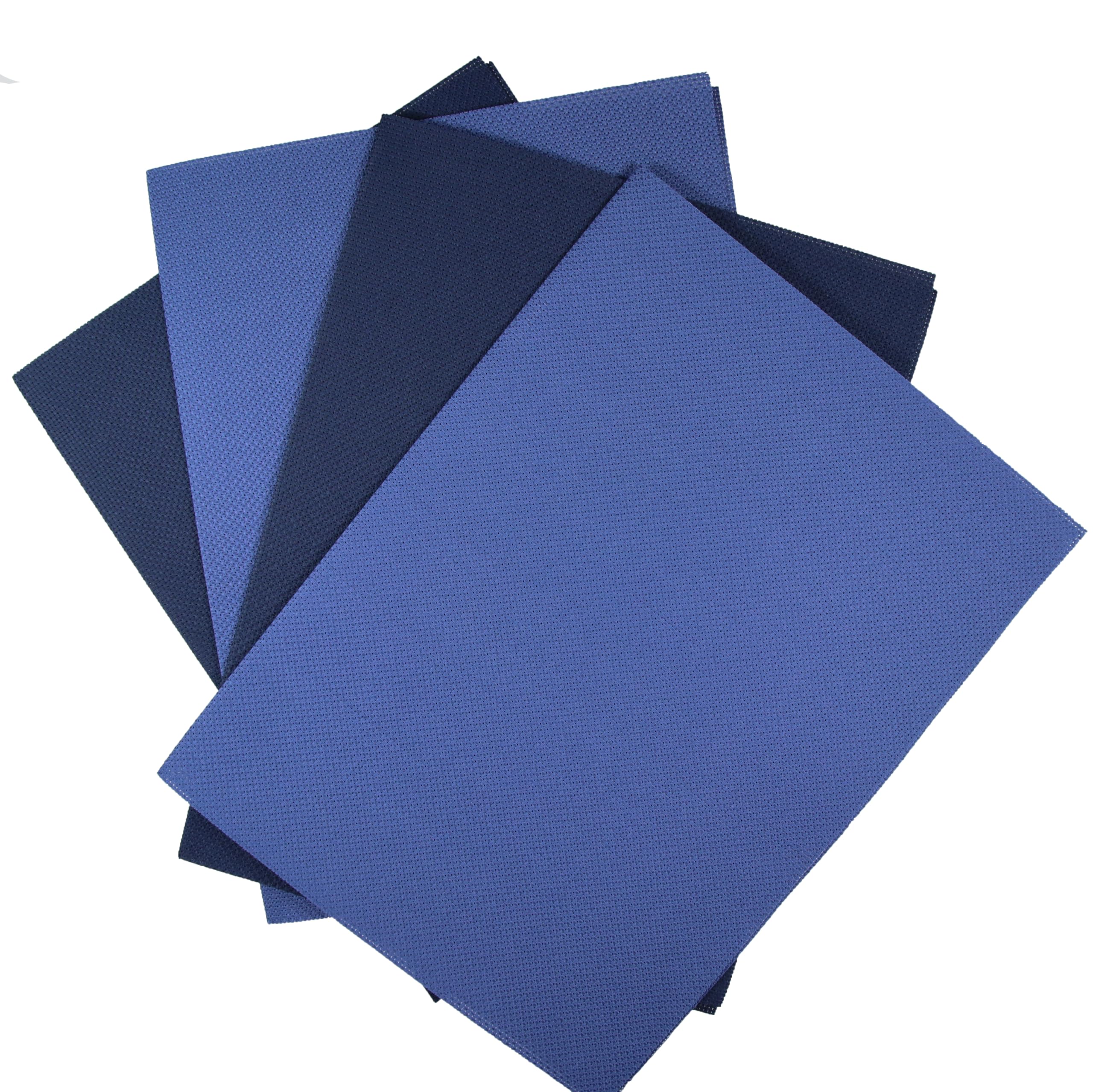 KCS 4 pc of 12" x 18" (30cmx45cm) 14CT Counted Cotton Aida Cloth Cross Stitch Fabric (Jeans Blue+Navy Blue) - color: Jeans Blue+navy Blue